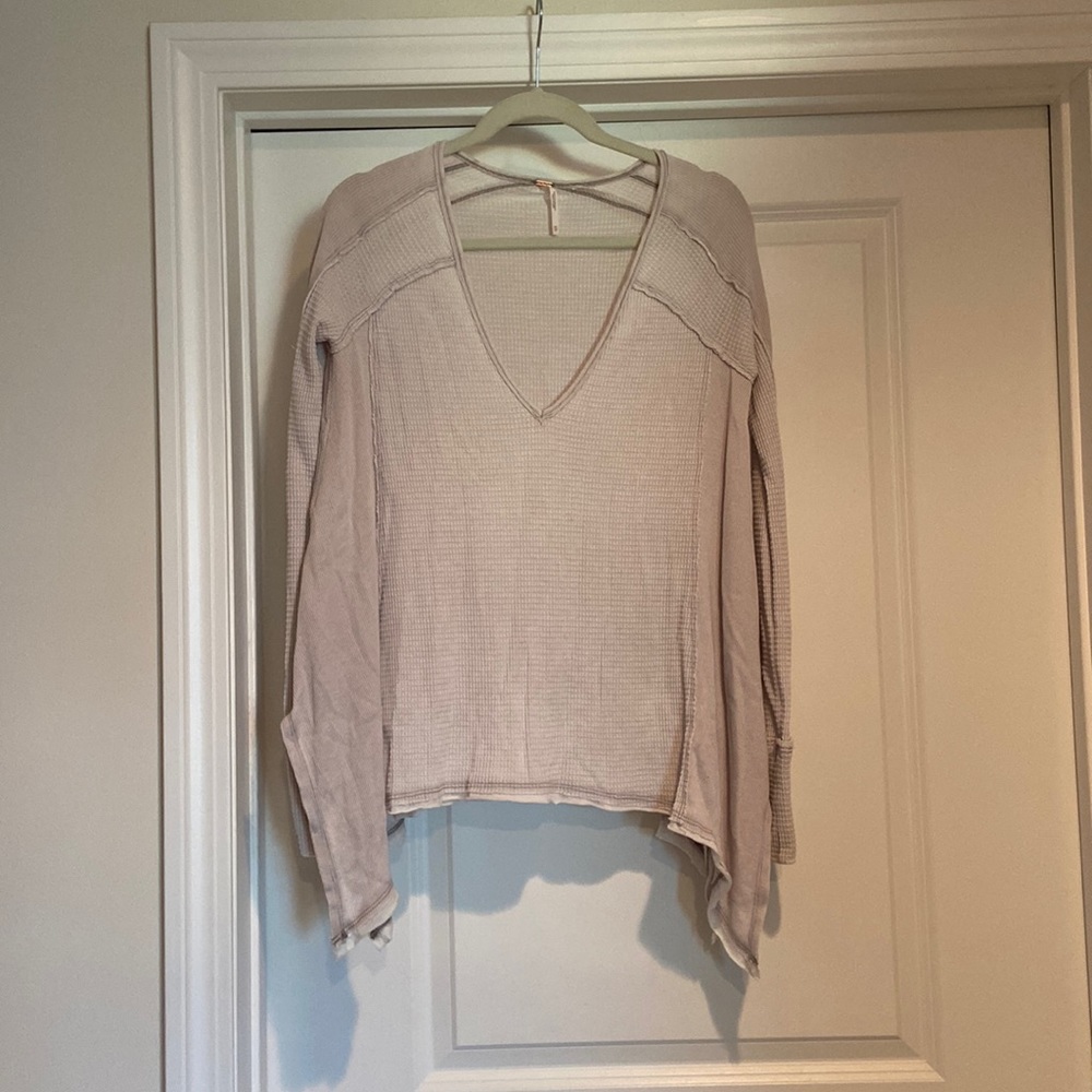 Free People Lilac Waffle Top